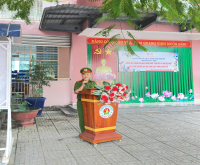 Công an phường Bến Cát tuyên truyền an toàn giao thông tại trường THCS Lê Quý Đôn